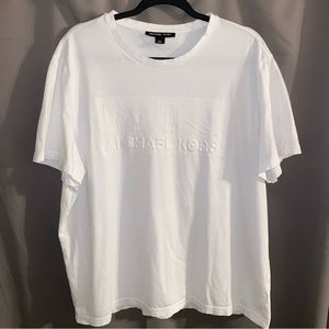 White Michael KORS Raised Logo Tee Shirt